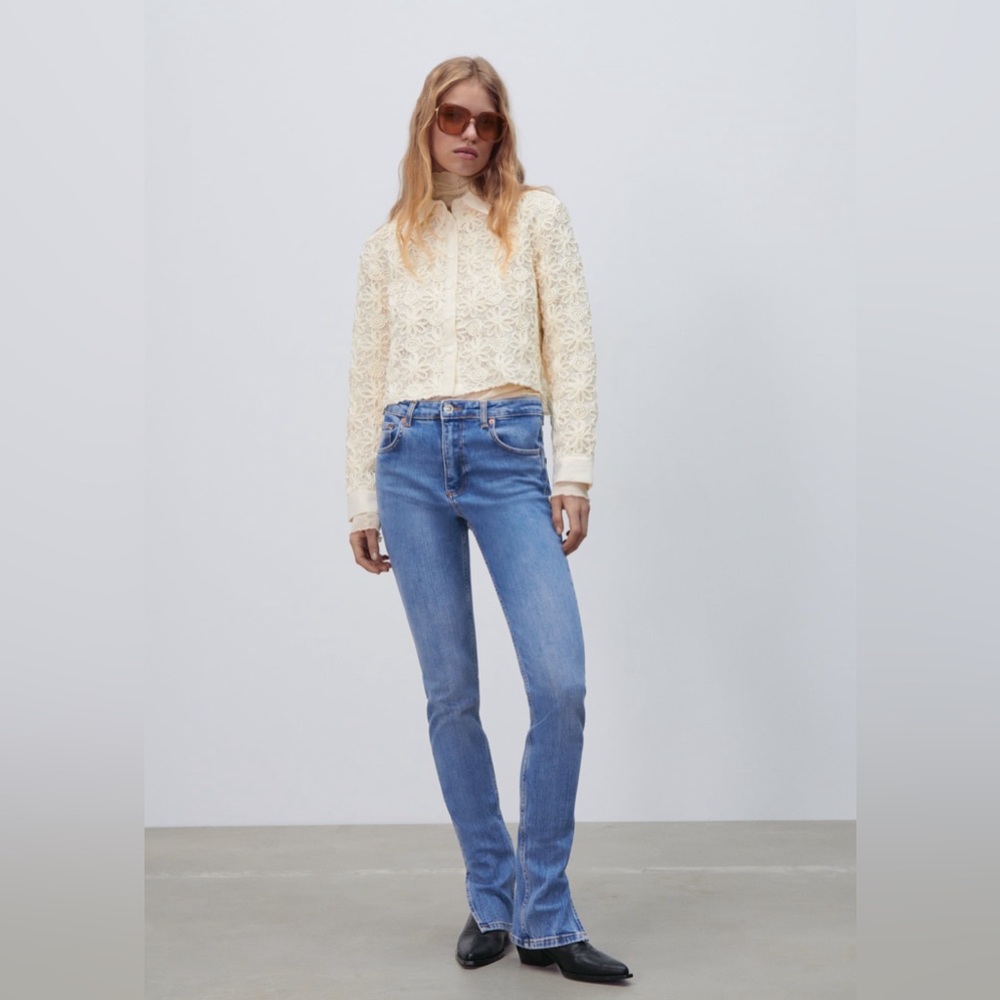 NWT ZARA Skinny Split HEM JEANS US 6